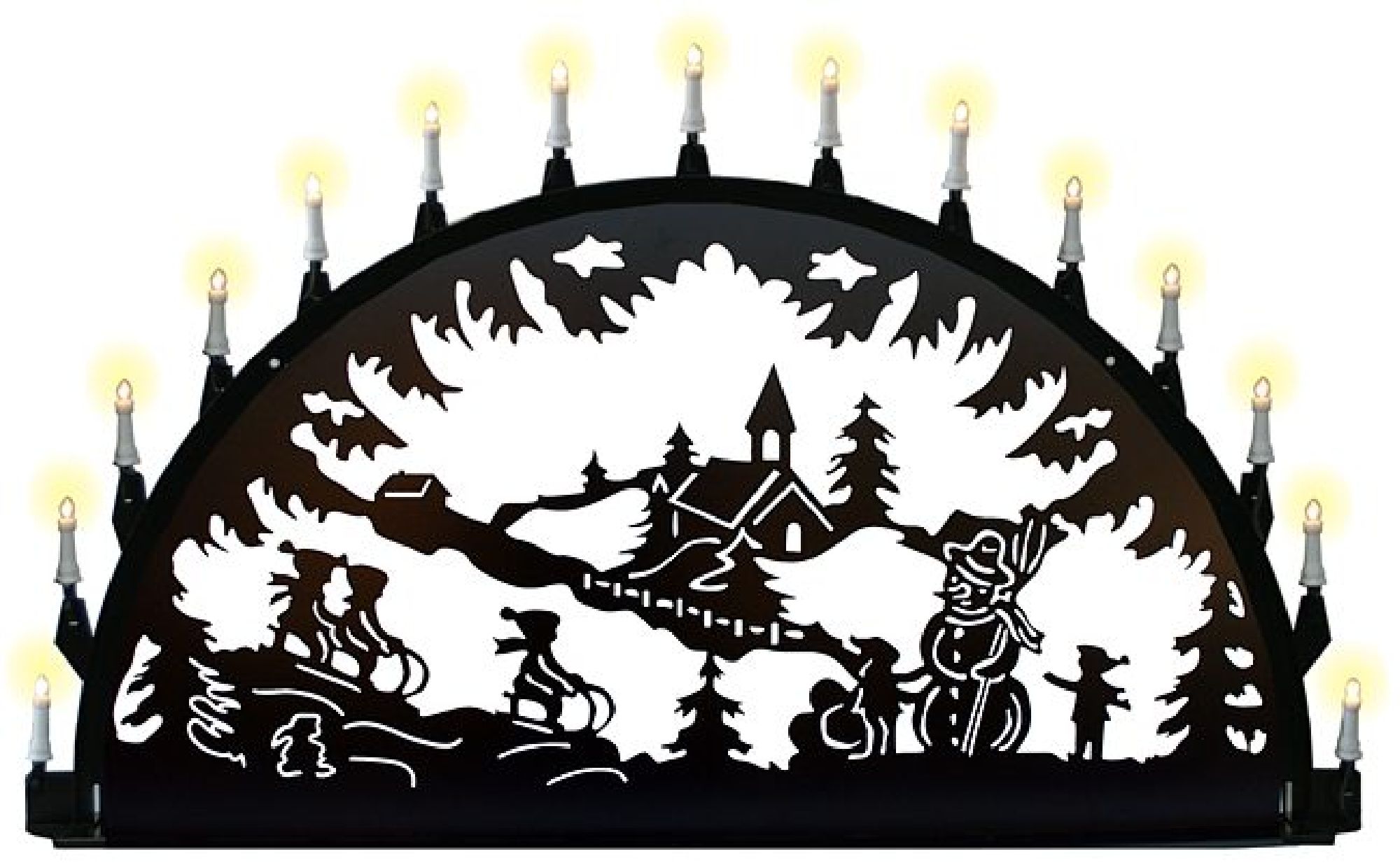 Schlittenkinder und Schneemann